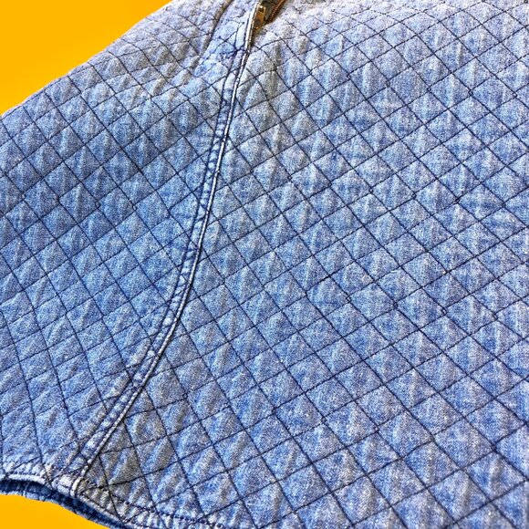 Perry Ellis Vintage 80's Blue Denim Skirt QUILTED - Picture 10 of 15